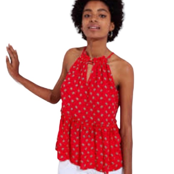 Loft Floral Peplum Hem Halter Blouse - Picture 1 of 5